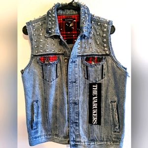 Denim studded punk vest